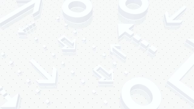 3d isometric white circles and arrows motion graphics. (Looped)