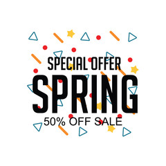 Spring Special Offer 50% Off Sale Vector Template Design