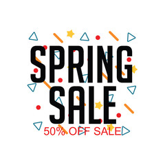 Spring Sale 50% Off Sale Vector Template Design