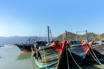 Fototapeta na wymiar Fishing boats in the harbor