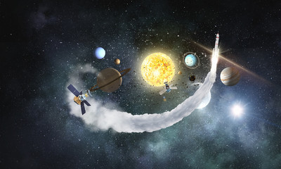Obraz na płótnie Canvas Solar system planets . Mixed media