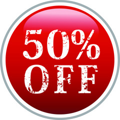 50% Red discount button