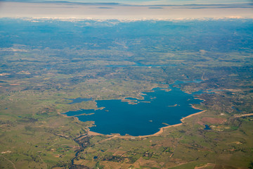 Aerial view of the beautiful Camanche Reservoir