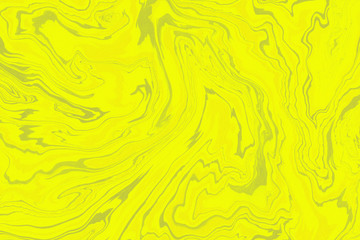 Suminagashi marble texture hand painted with yellow ink. Digital paper 1784 performed in traditional japanese suminagashi floating ink technique. Dramatic liquid abstract background.