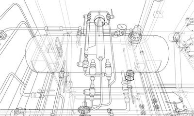 Sketch industrial equipment. Vector