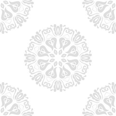 Classic seamless vector light silver pattern. Damask orient ornament. Classic vintage background