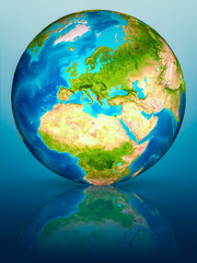 Albania on Earth on reflective surface