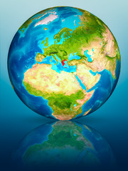 Greece on Earth on reflective surface