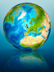United Kingdom on Earth on reflective surface