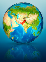 Pakistan on Earth on reflective surface