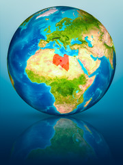 Libya on Earth on reflective surface