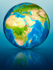 Eritrea on Earth on reflective surface