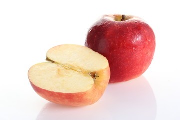 Red apple isolated on white background.