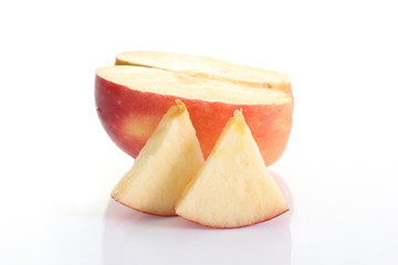 Red apple isolated on white background.