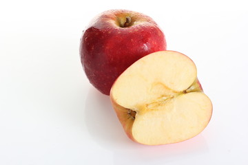 Red apple isolated on white background.