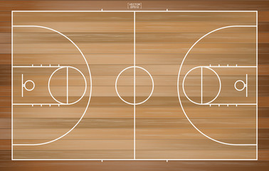 Basketball field for background. Basketball court with line pattern area. Vector illustration.