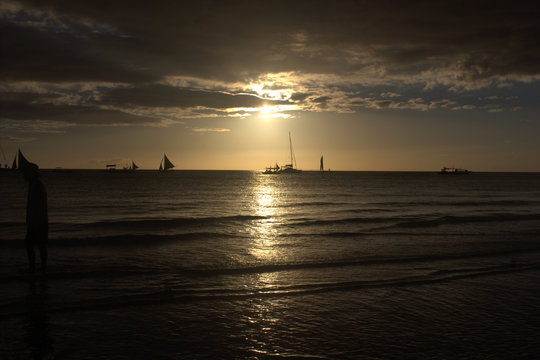 sunset on the island Borakay Filippiny