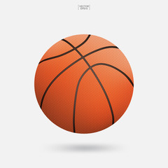 Obraz premium Basketball ball on white background. Vector illustration.