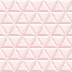 Seamless vector background. Modern ornament with volume repeating light pink triangles. Geometric pattern