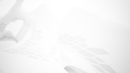 Abstract white parametric interior with window. 3D illustration and rendering.