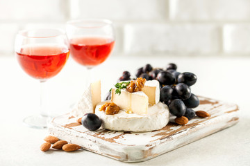 Brie cheese or Camembert with grapes