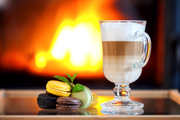 Cappuccino and macarons