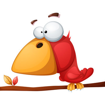 Cute, Funny, Crazy Bird Illustration Vector Eps 10