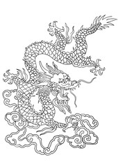 chinese dragon pattern illustration,hand drawn painting - 196448539