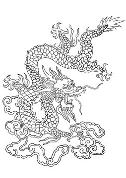 chinese dragon pattern illustration,hand drawn painting