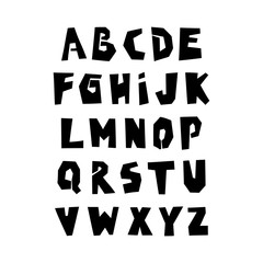 Vector uppercase modern alphabet. Cut out black font.