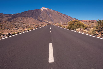 Road to Teide national park in Tenerife, Canary islands, Spain.