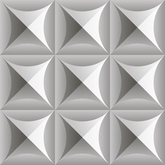 3d illustration. Seamless vintage white texture based on the intersection of circles and squares in relief. Vector.