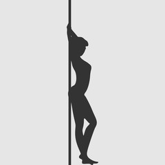 Silhouette of girl and pole. Pole dance illustration.