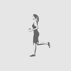 Running woman. Side view silhouette. Sport and recreation