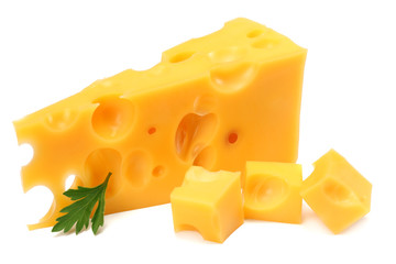 piece of cheese isolated on white background