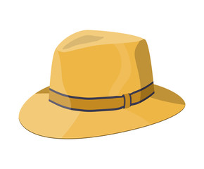 Men straw hat. Straw sunhat isolated on white.