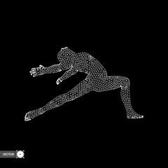 Fototapeta premium Man is posing and dancing. Silhouette of a dancer. 3d model of man. Sport symbol. Vector illustration.