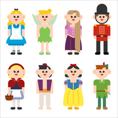 fairytale characters. vector flat design illustration set 