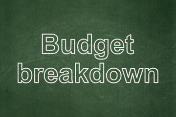 Obraz premium Finance concept: text Budget Breakdown on Green chalkboard background