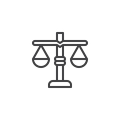 Libra scales outline icon. linear style sign for mobile concept and web design. Weight justice simple line vector icon. Symbol, logo illustration. Pixel perfect vector graphics