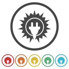 Solar energy design, Power electricity sun logo, 6 Colors Included