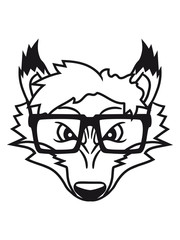 kopf gesicht nerd geek schlau hornbrille sitzend böse gefährlich klein kind fuchs schön design cool comic cartoon clipart logo tier wald