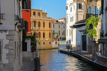 Fototapeta na wymiar Famous water streets of historic center of Venice, Italy