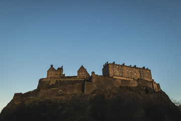 Fototapeta na wymiar Edinburgh Castle on a blue clear day