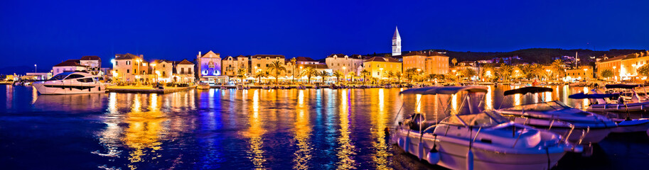 Supetar waterfront evening panoramic view from sea