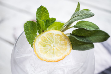 Summer cocktails garnish lemon mint