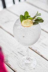 Summer cocktails garnish lemon mint