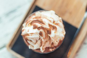 Hot chocolate with cream on top