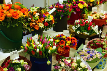 beautiful bouquets of flowers in store