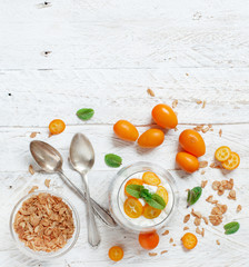 Chia pudding parfait with kumquat
